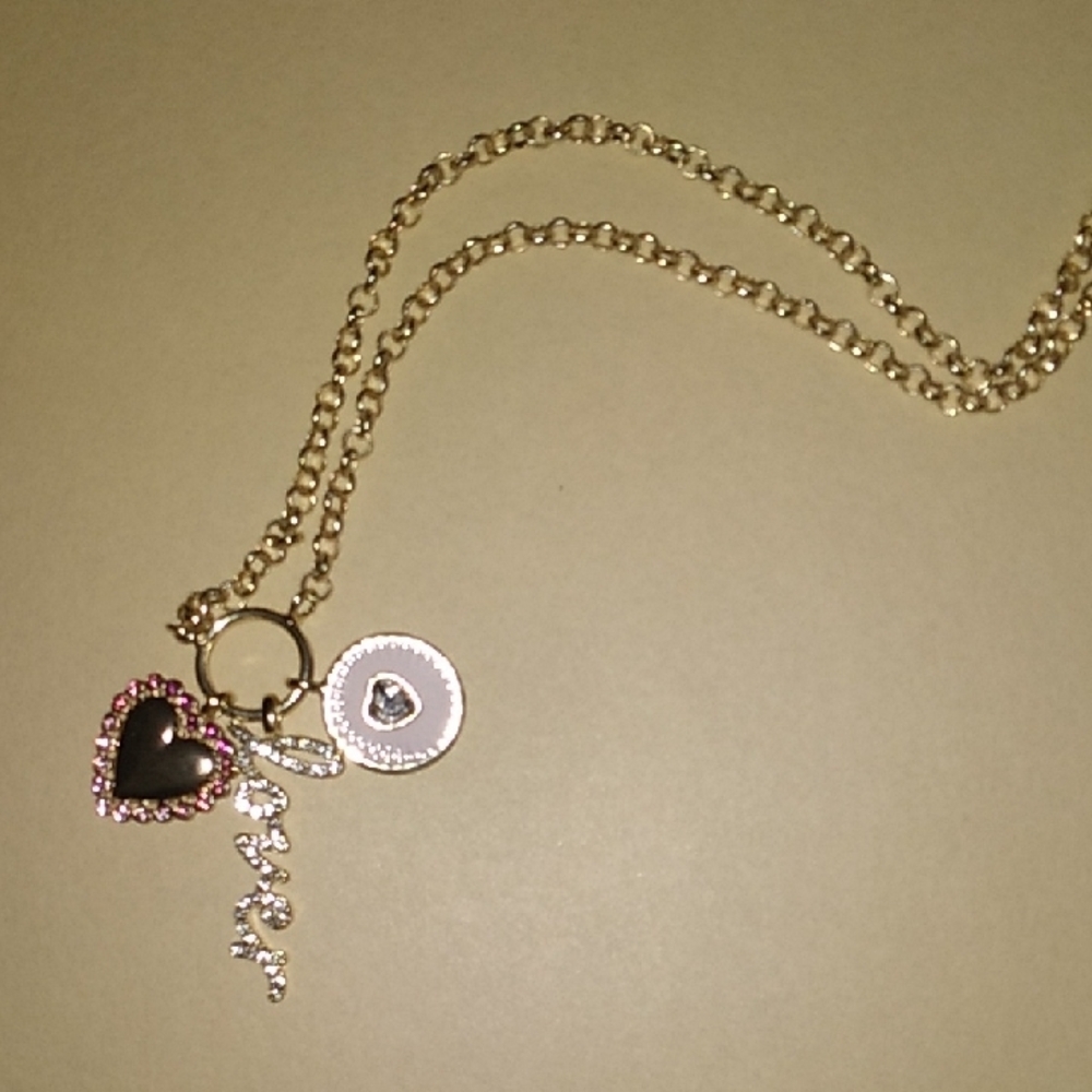 Gold and Black Heart Pendant Necklace NWT